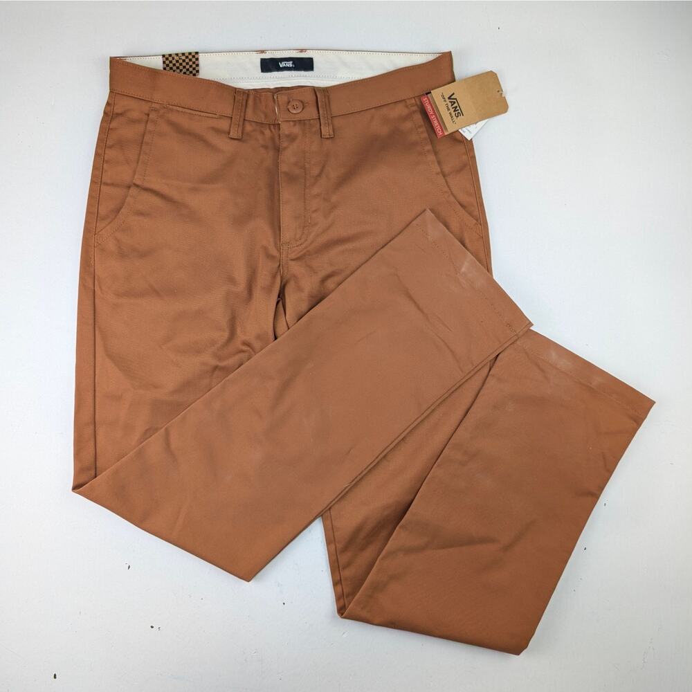 Vans Men's 31 Reg Authentic Chino Stretch Modern Fit Pants - Dark Khaki Rust